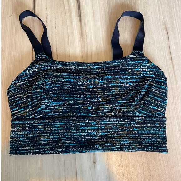 Size 4 Lululemon Adjustable Strap Sports Bra - Blue, Black, and Lime - Picture 1 of 2